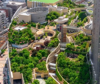 Modern Namba Parks in Osaka, Japan.