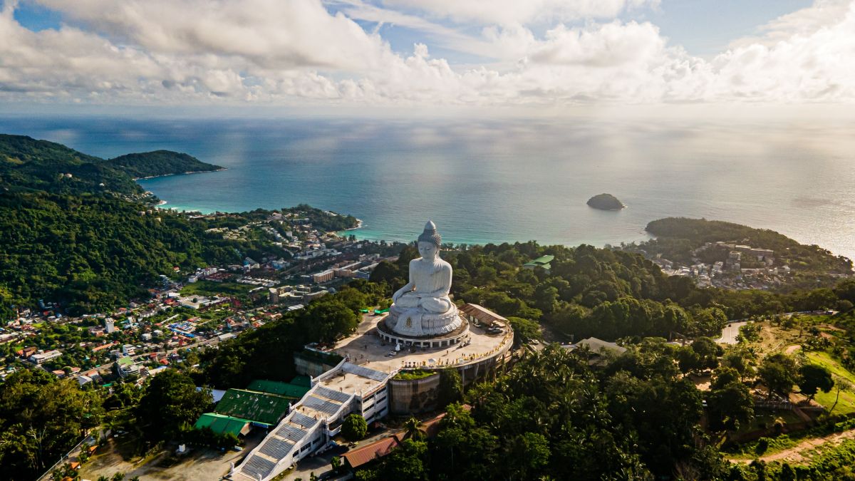 An aerial view of the Big Buddha in Phuket, Thailand